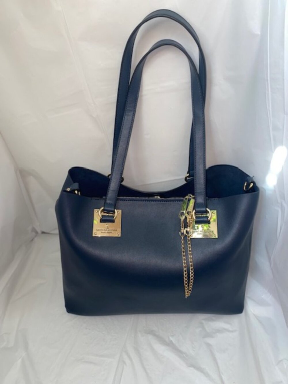 Marc New York 3 in 1 Navy Blue Vegan Leather Tote Bag /w Crossbody Bag